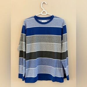 MAO Long Sleeve Striped Casual Cotton Blend Shirt Top Tee T-Shirt